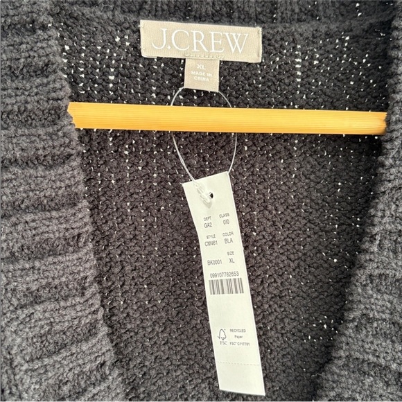 J. Crew Black Marina V- Neck Cardigan Sweater, Size XL, NWT - Picture 6 of 14
